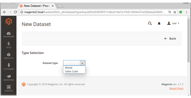 Dataset type selection dialogue