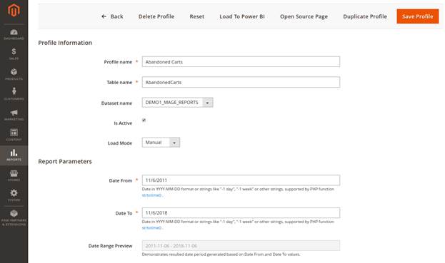 Table Profile properties