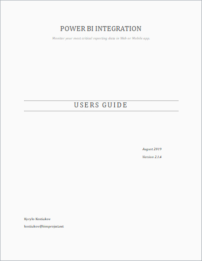 Power BI Integration for Magento - documentation cover